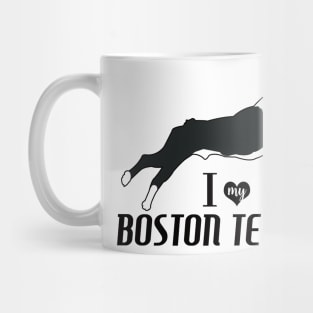 Boston Terrier Pattern in Blue Fun Boston Terriers Paw Prints and Bone Print Mug